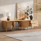 TV Stand, Media Console, 2 Drawers - Natural Wood