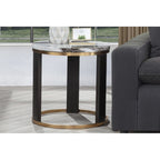 Round End Table - Gold / Brown