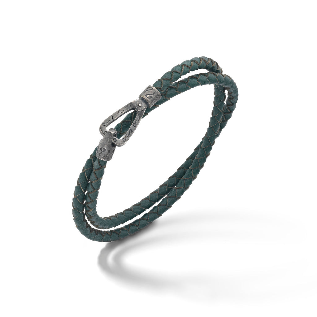 Lash Double Wrap Woven Leather Bracelet // Green
