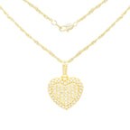 Cubic Zirconia 14K Gold Filled Dual Heart Pendant Necklace Set