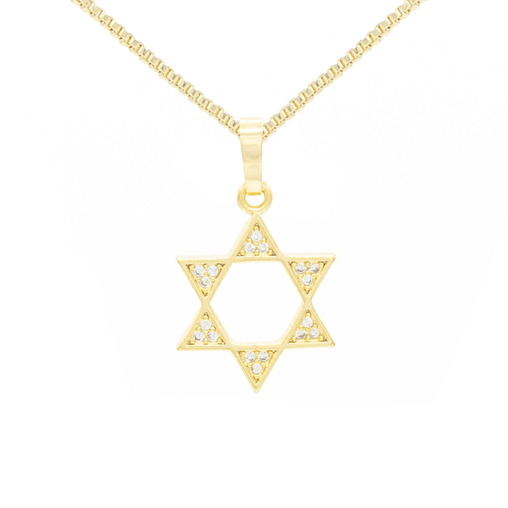 Cubic Zirconia Star Of David Pendant 14K Gold Filled Necklace Set