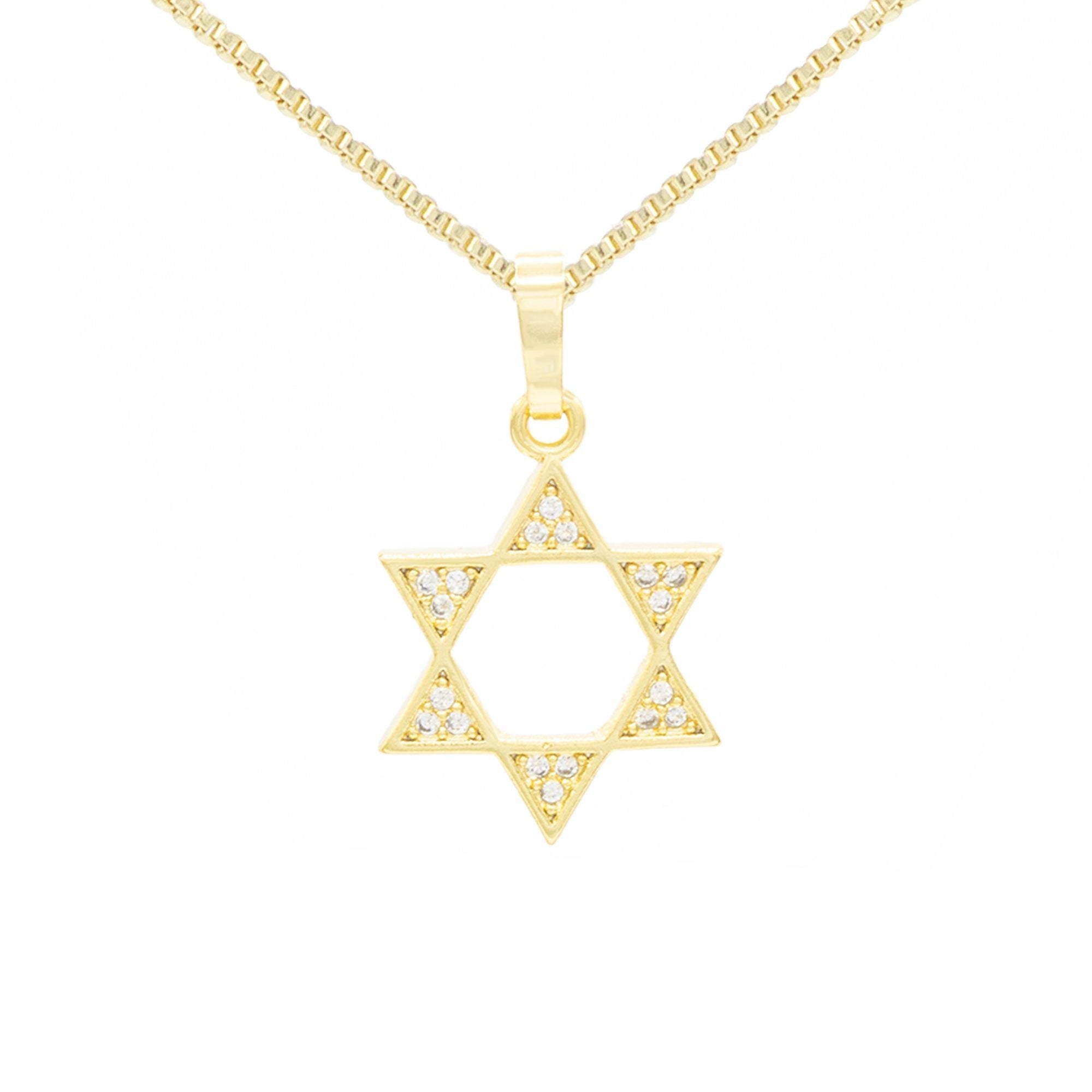 Cubic Zirconia Star Of David Pendant 14K Gold Filled Necklace Set