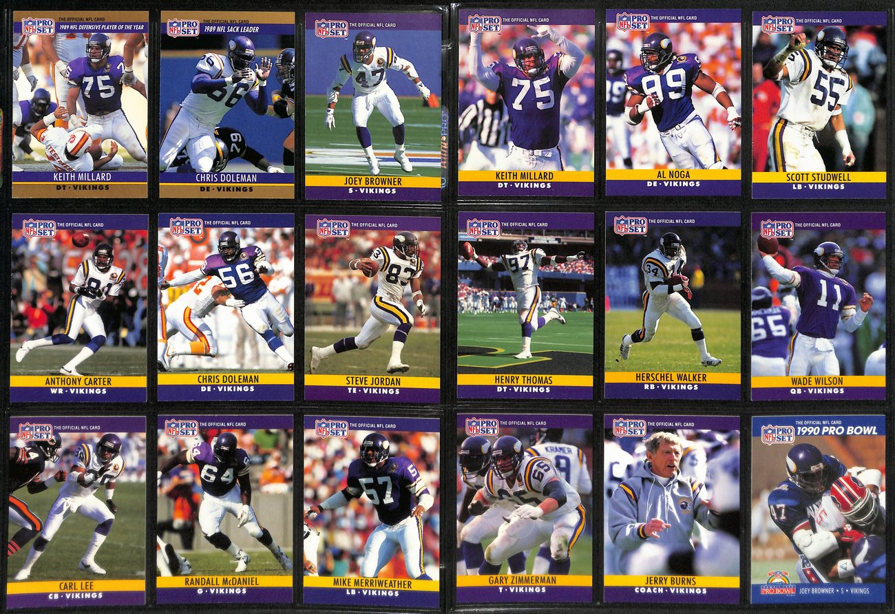 Lot of 14 Minnesota Vikings Late 80's/Early 90's Complete Team Sets 189281