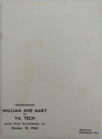 1963 Virginia Tech vs. William & Mary College Football Game Program 148783