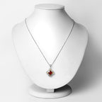 1.63 Carat Genuine Hessonite and White Diamond 18K Yellow Gold with .925 Sterling Silver Pendant