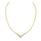 10K Yellow and White Gold 1/2 Cttw Princess Cut Diamond Channel-Set â€œVâ€ Shape 18" Franco Chain Necklace (H-I Color, SI2-I1 Clarity)