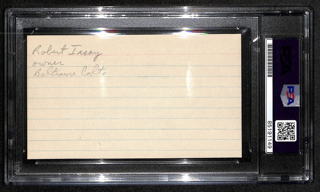 Robert Irsay HOF Signed/Auto 3x5 Index Card Baltimore Colts Owner PSA/DNA 187478