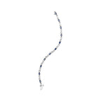 10K White Gold 5x4mm Oval Sapphire Gemstone and 1/10 Cttw Diamond Prong Set "X" Link Bracelet - Size 7" (H-I Color, SI1-SI2 Clarity)