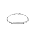 14k White Gold Figaro Chain Fancy Children's ID Bracelet