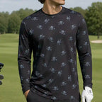 Golf Long Sleeve Undershirt with Skulls (Black/Charcoal)