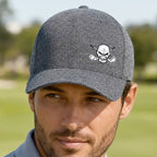 Skull Design Fitted Golf Hat (Dark Heather Grey)