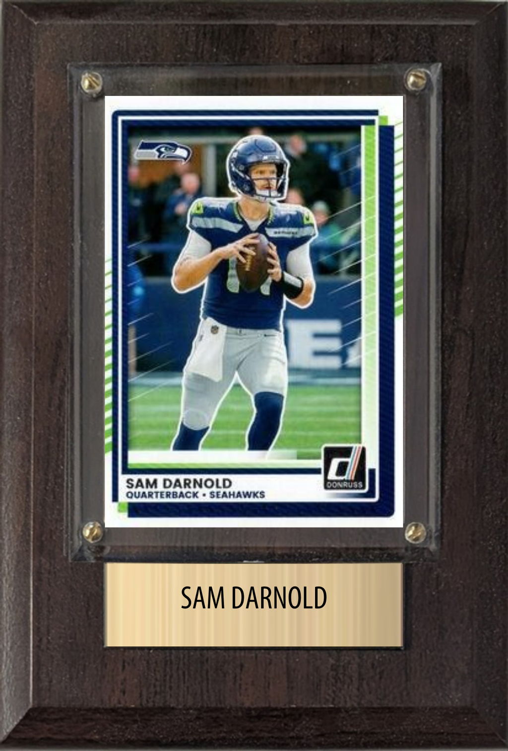 Sam Darnold Seattle Seahawks Fan Gift Plaque 4x6 1 Card Prizm, Donruss, Score 2024 2025 2026