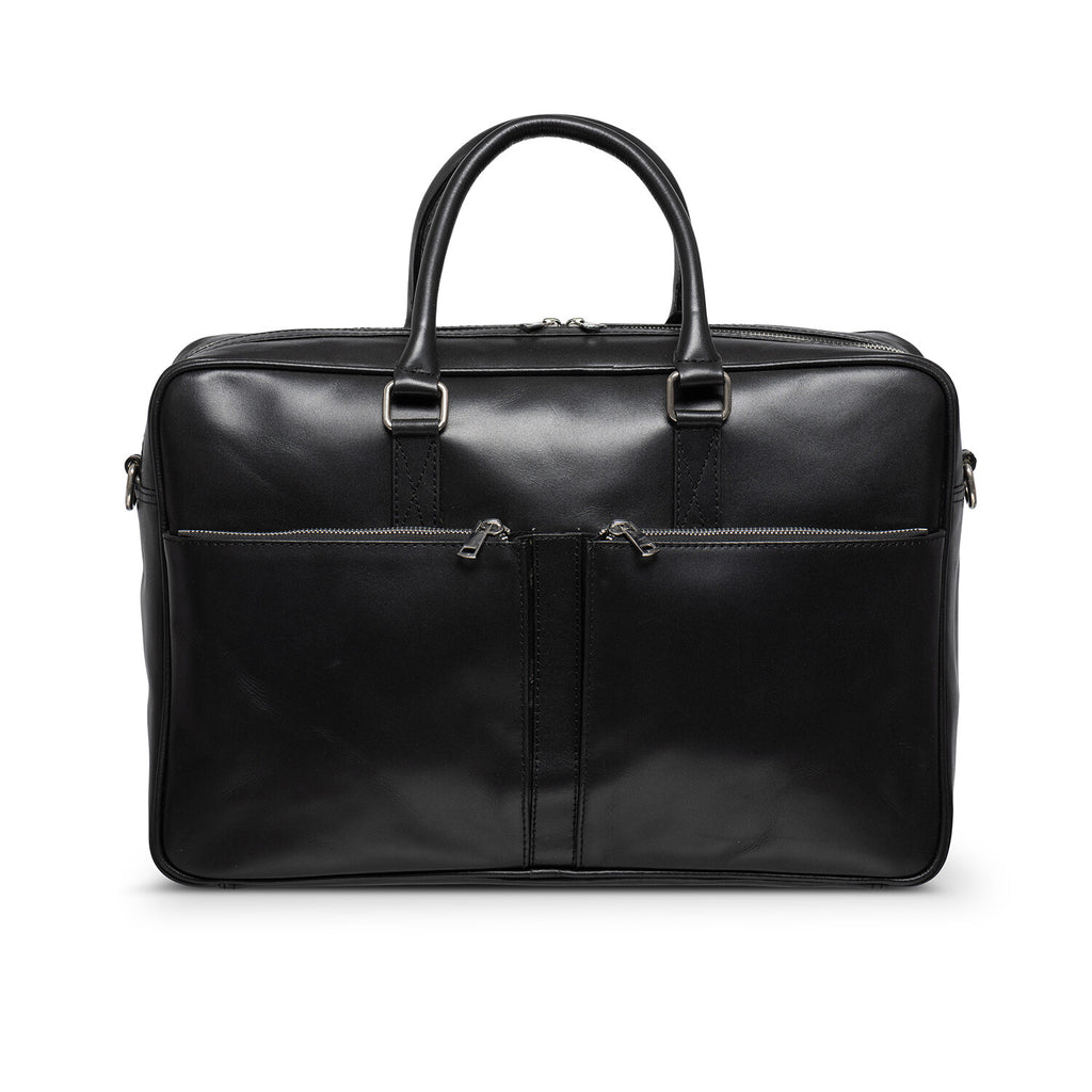 Leather Briefcase Slim 17" // Black