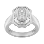 14K White Gold 1.00 Cttw Baguette and Princess-Cut Diamond Cocktail Art Deco Style Ring (H-I Color, SI1-SI2 Clarity) - Size 7