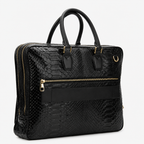 The Cortona Black Python Leather Men’s Laptop Briefcase