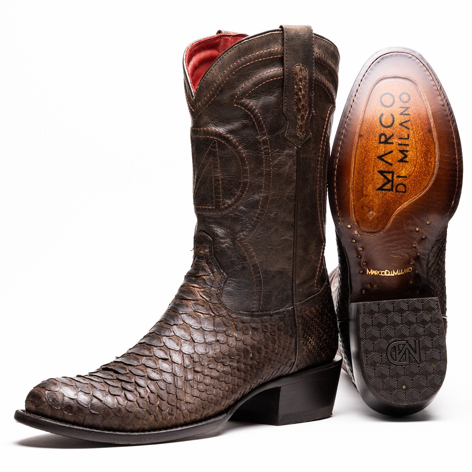 Western Collection Kansas // Python Leather Cowboy Boot // Brown