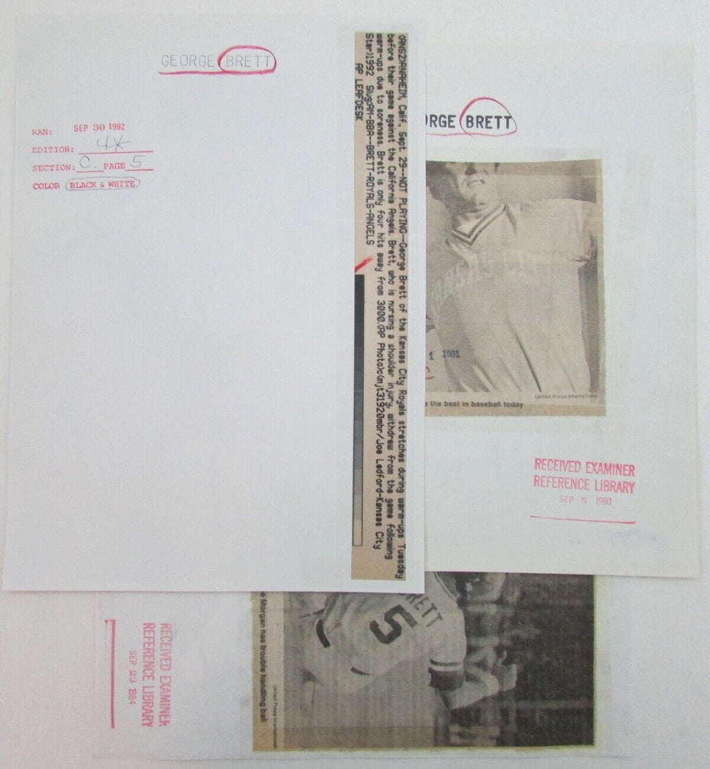 Lot of 9 George Brett Kansas City Royals 1980's-90's News Wire Photos 157376