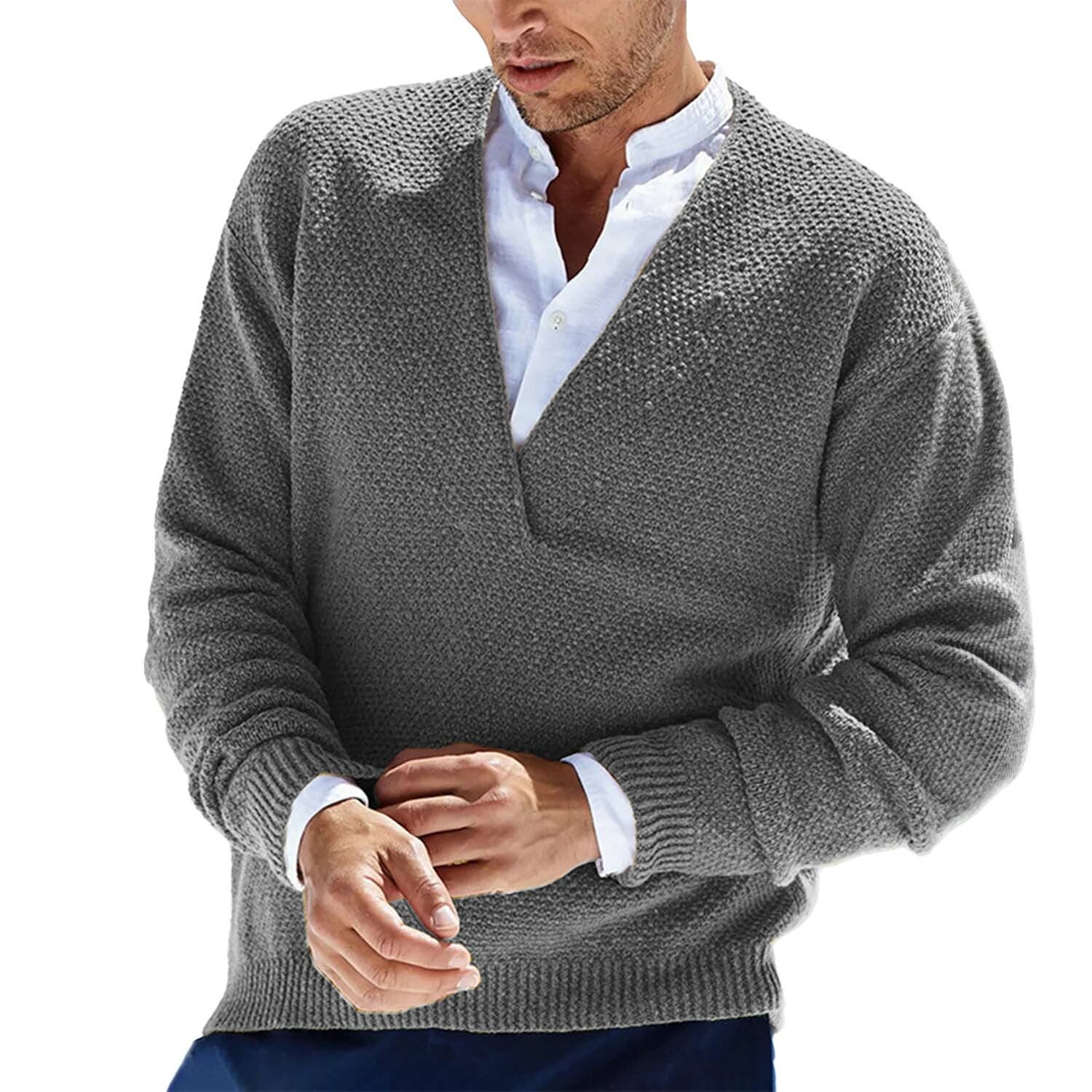  V-neck Sweater // Grey