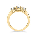 10K Yellow Gold 1/2 Cttw Miracle Set Round Diamond Three Stone Illusion Plate Ring (I-J Color, I2-I3 Clarity) - Size 7