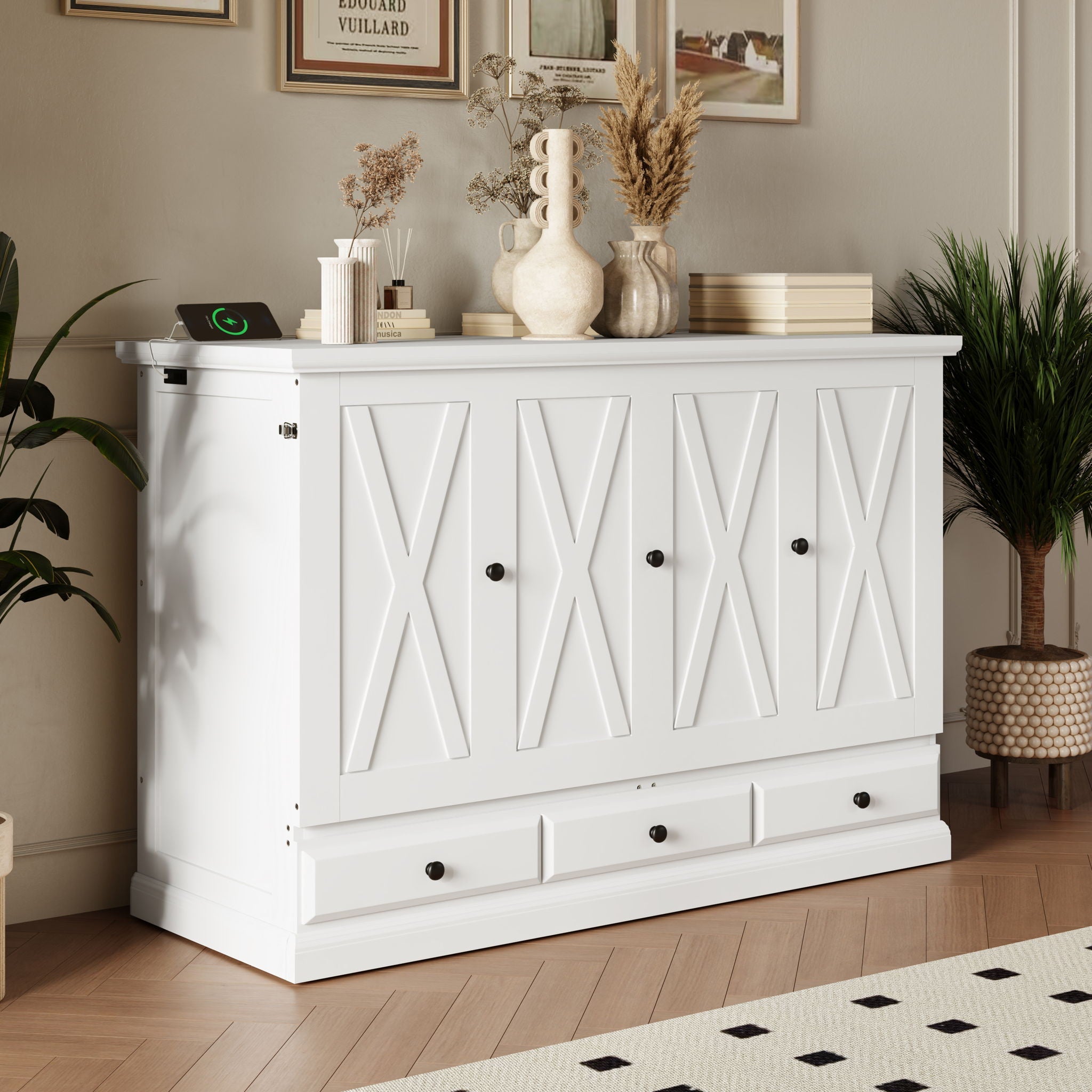 Solid Pine Murphy Bed Chest Cube Cabinet Bed