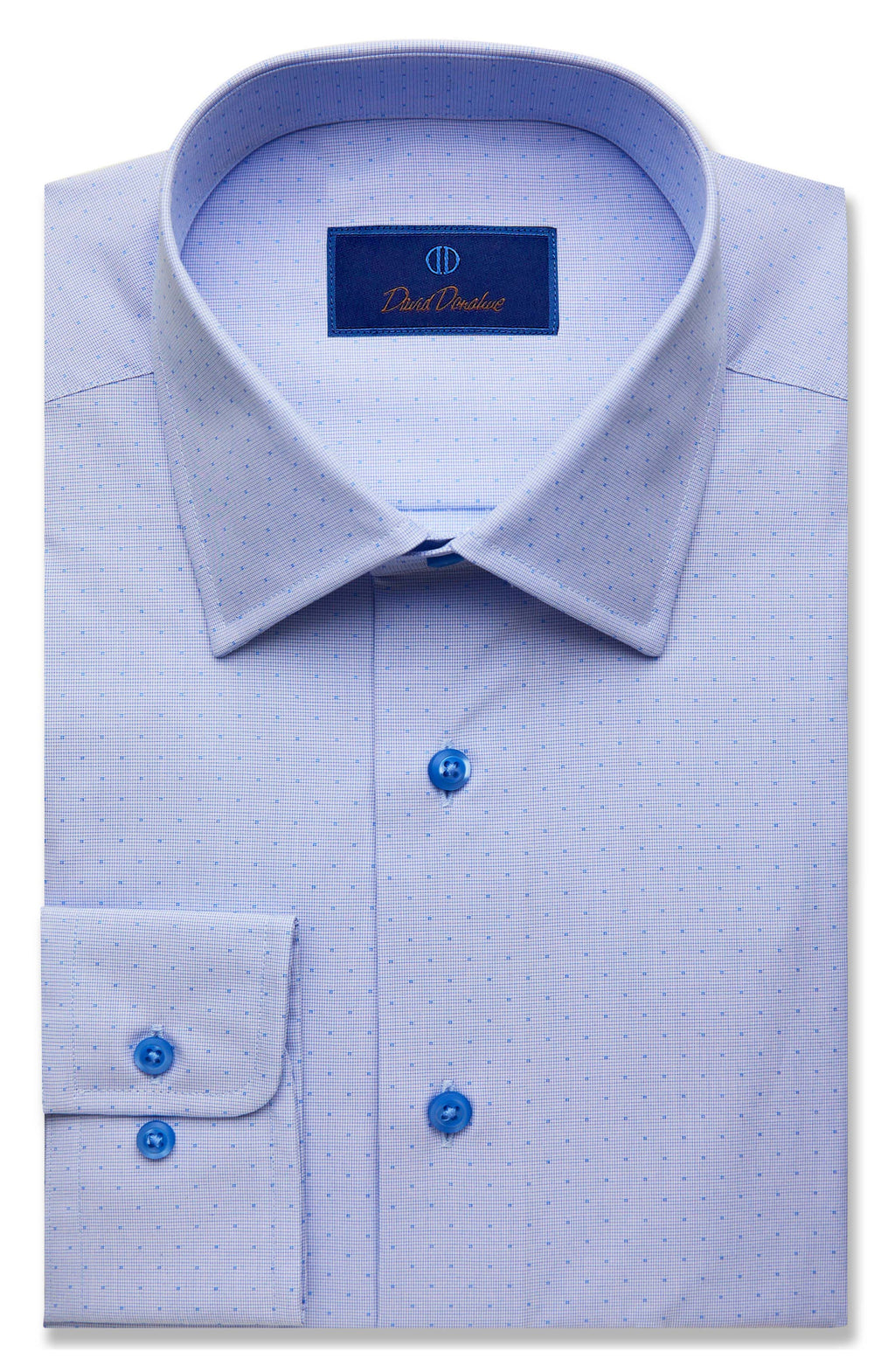 David Donahue Trim Fit Dress Shirt in Blue, Size 18.5 - 34