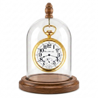 Pocket Watch Glass Display Dome Cloche Hook Real Walnut Base & Wood Knob 3"x4"