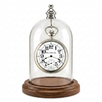 Pocket Watch Glass Display Dome Cloche Real Walnut Wood Base & Silver Hook 3"x4"