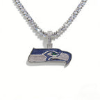 Seattle Seahawks Logo Pendant Necklace – with Heart Tennis Chain for Fans