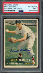 Milt Bolling Signed 1957 Topps Card #131 Boston Red Sox PSA/DNA 184142