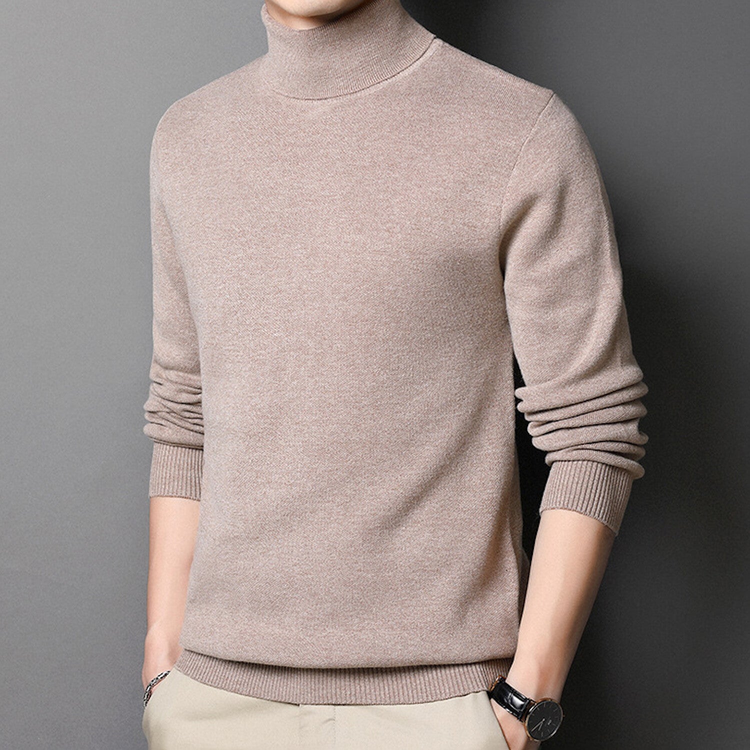 Heathered Turtleneck // Beige