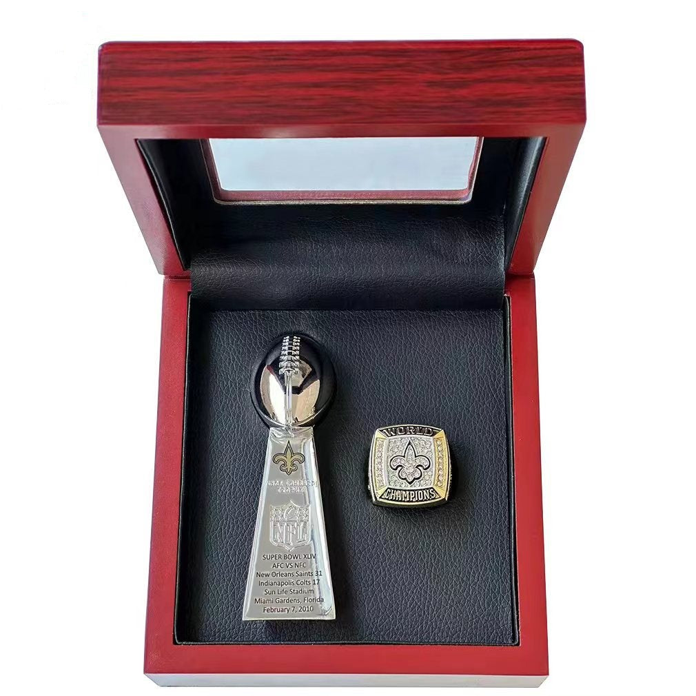 2010 New Orleans Saints Super Bowl XLIV Championship Ring & Trophy Set