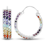 8.79 Carat Genuine Multi Stones .925 Sterling Silver Earrings