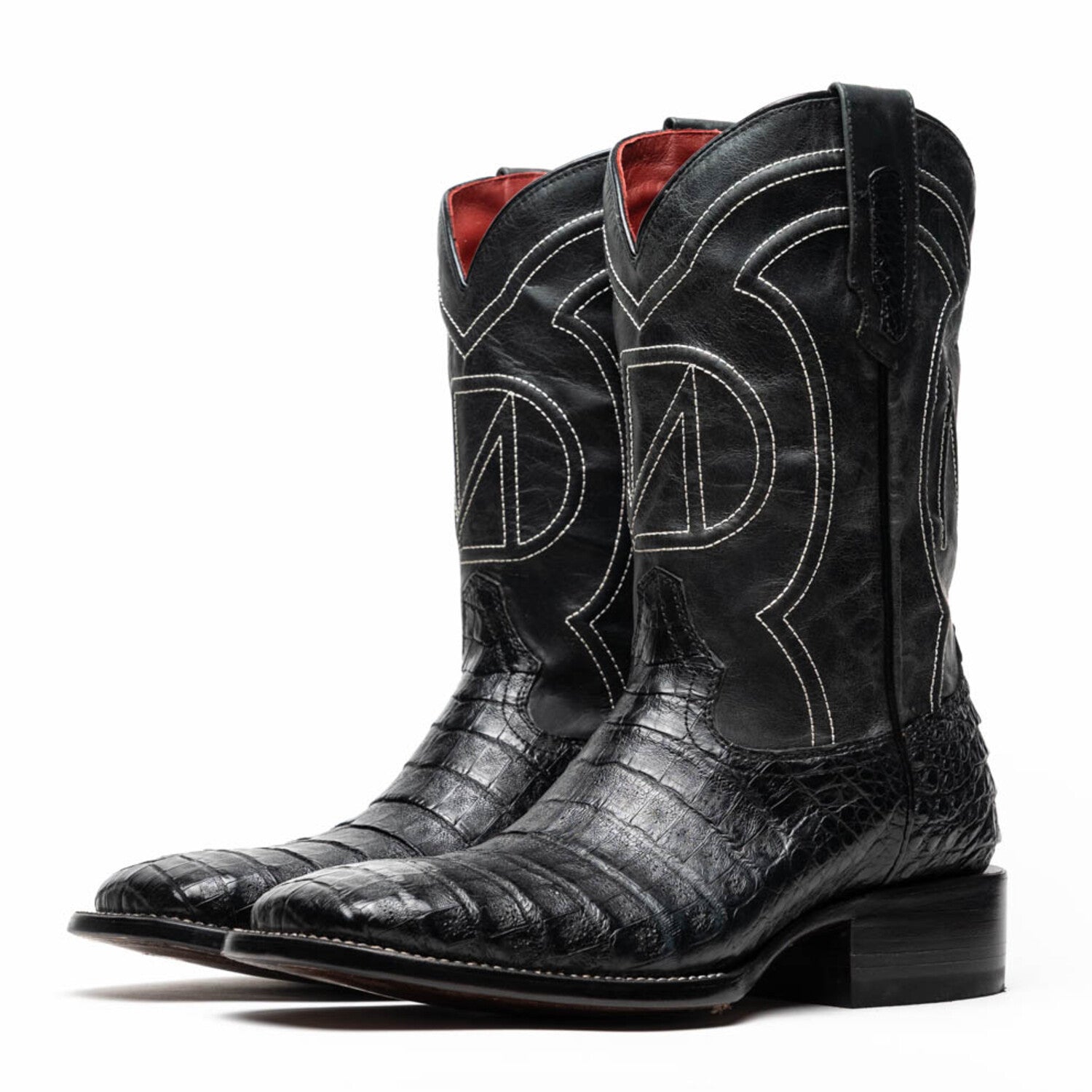 Tucson // Caiman Belly Leather Western Boots // Black