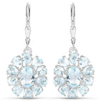 14.02 Carat Genuine Blue Topaz and White Topaz .925 Sterling Silver 3 Piece Jewelry Set (Ring, Earrings, and Pendant w/ Chain)
