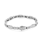 14K White Gold 2.0 Cttw Channel-Set Alternating Baguette and Princess-Cut Diamond Link Bracelet (H-I Color, SI2-I1 Clarity) - Size 7