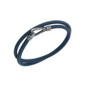 Lash Double Wrap Smooth Leather Bracelet // Blue