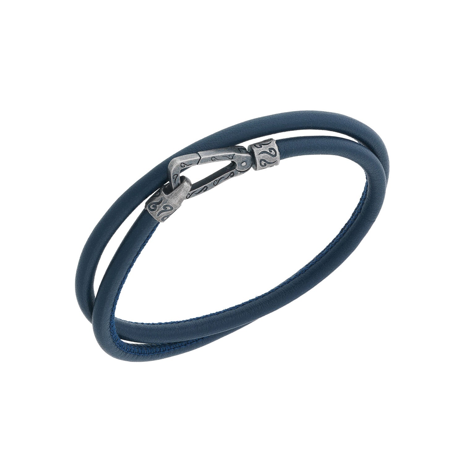 Lash Double Wrap Smooth Leather Bracelet // Blue