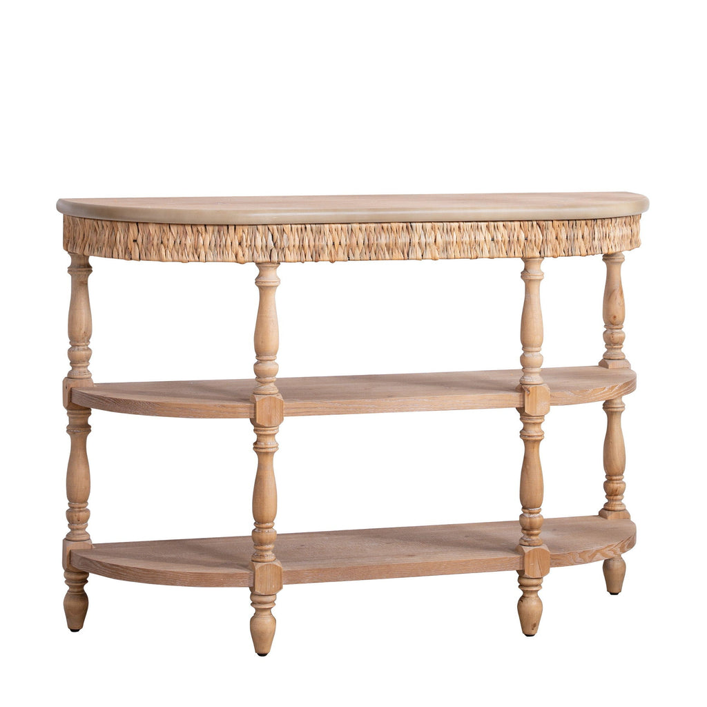 Handcrafted Console Table With Hand Woven Trim - Natural