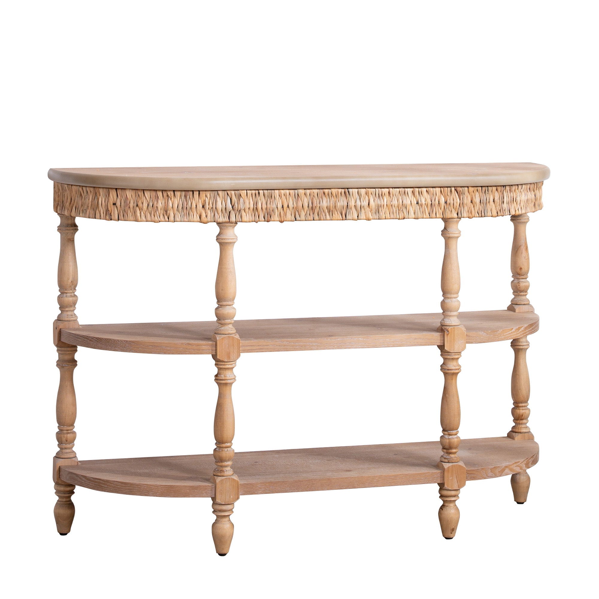 Handcrafted Console Table With Hand Woven Trim - Natural