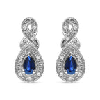 .925 Sterling Silver 4.5 x 3mm Pear Sapphire Gemstone and Diamond Accent Infinity Drop Stud Earrings (H-I Color, SI1-SI2 Clarity)