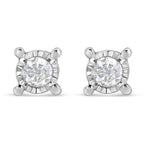 .925 Sterling Silver 1.0 Cttw Round Brilliant-Cut Diamond Miracle-Set Solitaire Stud Earrings (H-I Color, I2-I3 Clarity)