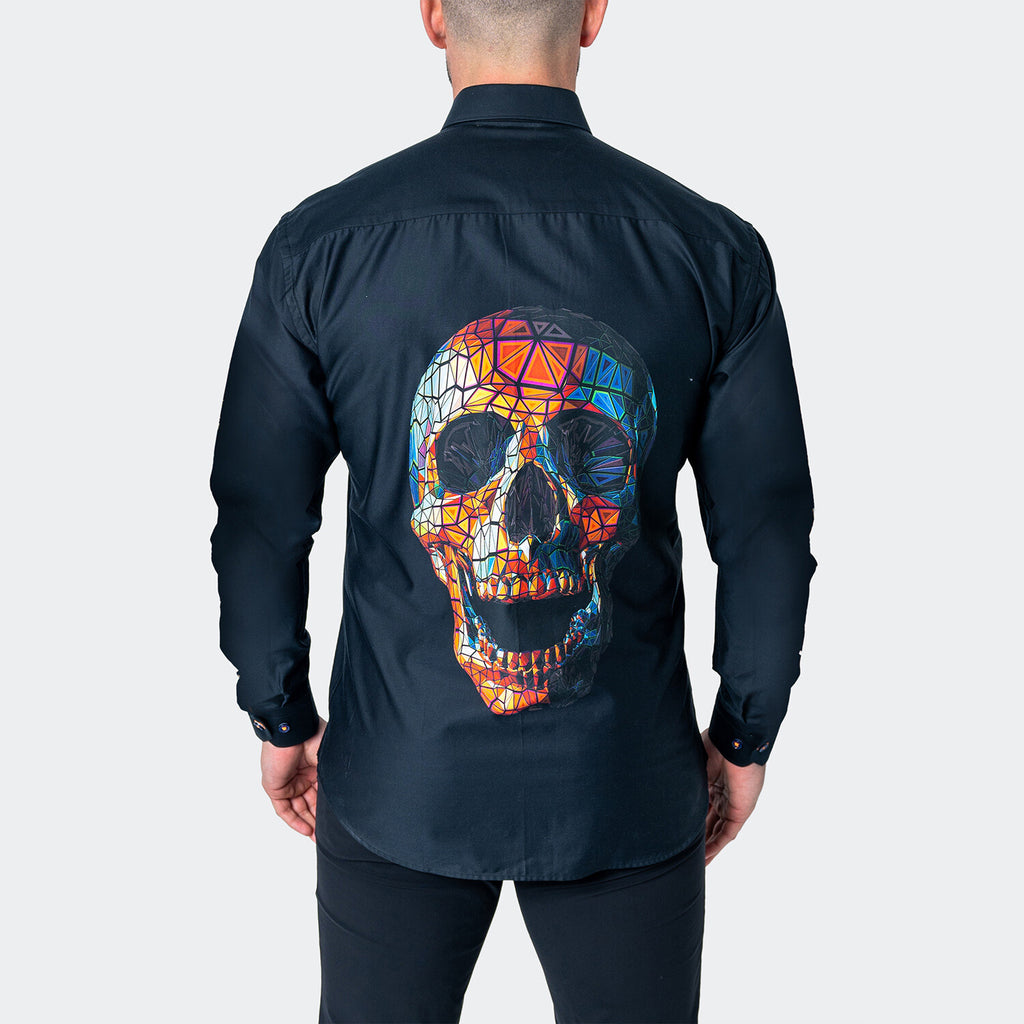 Fibonacci Skull Prizm Button-Up // Black