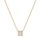 10K Yellow Gold 1/10 Cttw Round and Baguette Diamond Mosaic Composite Square 18" Inch Pendant Necklace (H-I Color, I1-I2 Clarity)
