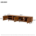 TV Stand With Legs, Media Console, 4 Cabinets - Natural Wood