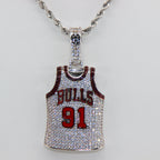 Chicago Bulls Dennis Rodman #91 Jersey Pendant Necklace – Premium Zircon Basketball Fan Gift