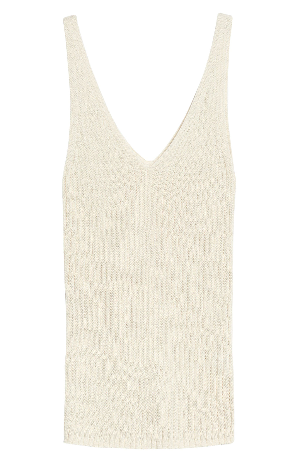 Women's Treasure & Bond V-Neck Ribbed Sweater Tank, Size Small - Beige