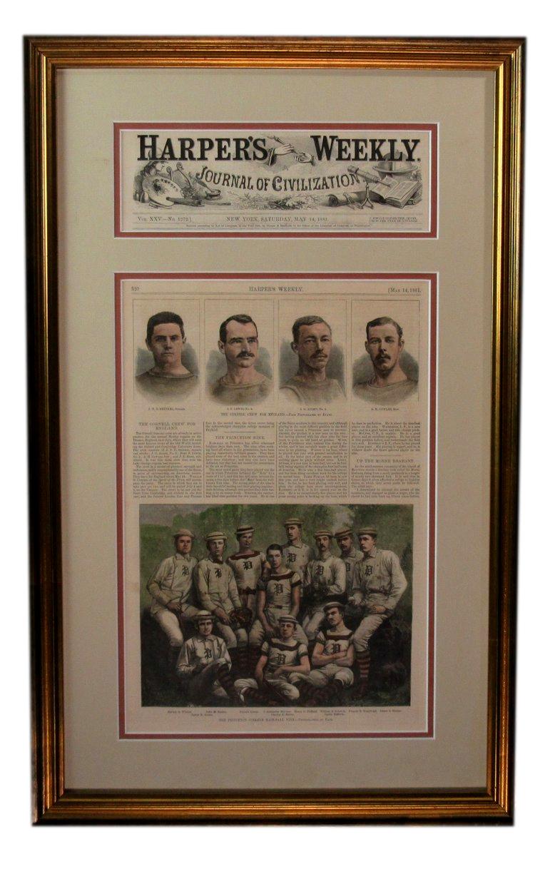 May 14, 1881 Harper's Weekly Newspaper Princeton Baseball Framed 190156