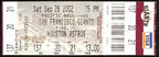 Barry Bonds Hits Homerun #613 Full Ticket Giants 9/28/2002 187532