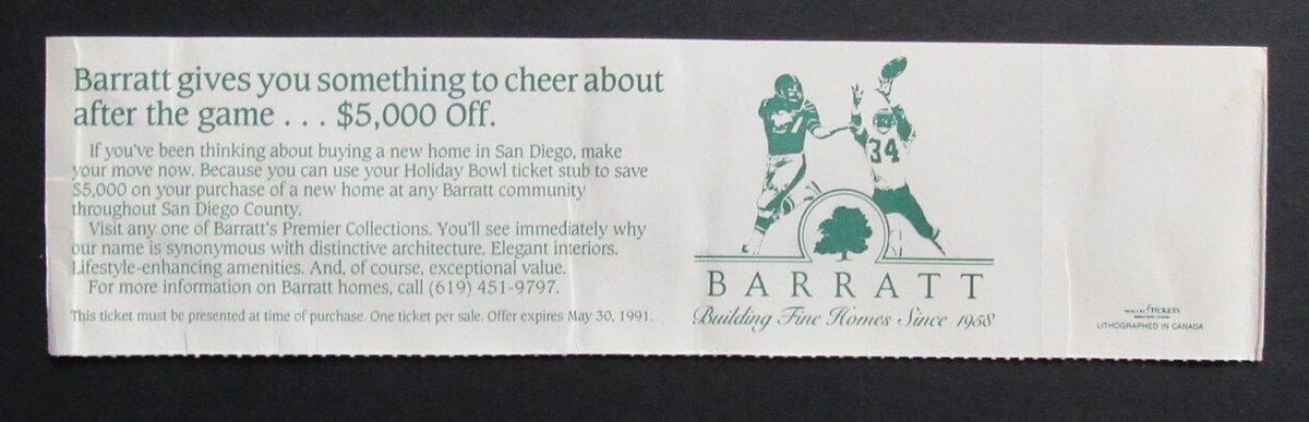 1989 Holiday Bowl College Football Game Full Ticket Penn State vs. BYU
