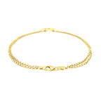 10k Yellow Gold Double Rolo Chain Anklet with an Open Heart Station